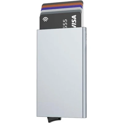 Imagen de Stock Líder Tarjetas De Aluminio, Tarjetero Metalico RFID 5 Colores, Porta Credito, Cartera Regalos Originales para Hombre, Aluminio (Gris)