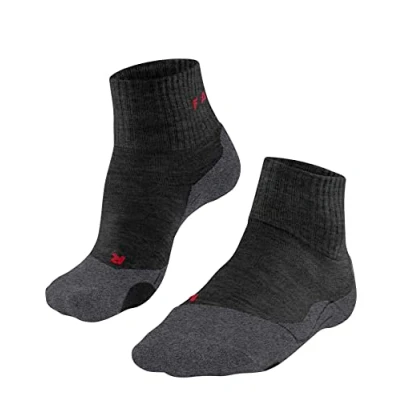 Imagen de FALKE TK2 Explore Short M SSO lana hilo funcional anti ampollas gruesa 1 par, Calcetines para senderismo Hombre, Gris (Asphalt Melange 3180), 42 43