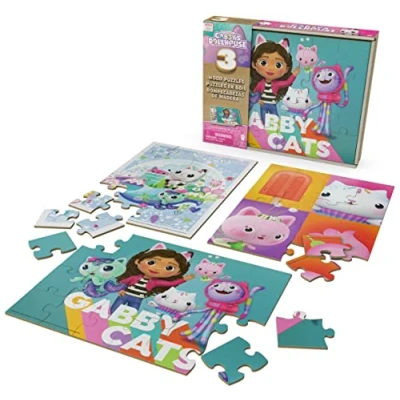 Imagen de Spin Master Games La casa de muñecas Gabby, 3 Rompecabezas Madera 12 Piezas, 16 Piezas con Caja almacenaje Madera, para niños