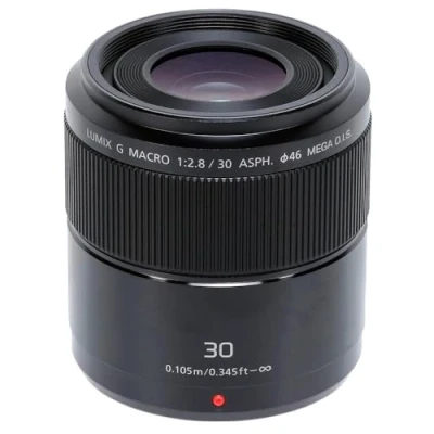 Imagen de Panasonic LUMIX H HS30 Objetivo Macro para cámaras de montura M4/3 (Focal 30 mm, F2.8, tamaño filtro 46 lentes asféricas, MEGA O.I.S), negro