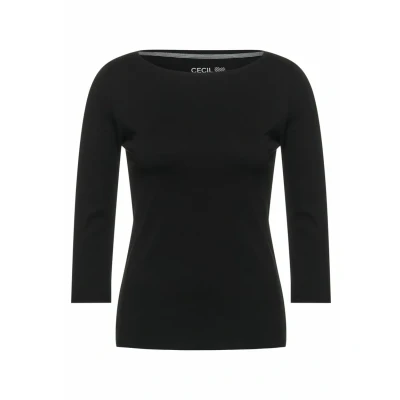 Imagen de Cecil 317389 Basic Boatneck Camiseta, Negro, L para Mujer