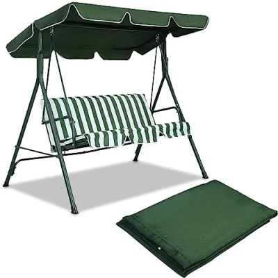 Imagen de COSTWAY Techo de Repuesto para un Columpio Cubierta Reemplazo Impermeable Solar Balancín Jardín (196 X 110 cm, Verde)