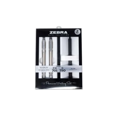 Imagen de Zebra Pen G 750 Bolígrafo de gel retráctil F 701 y M Lápiz/lápiz impresión Set regalo Premium barril metal punta media/fina 0,7 mm/0,8 mm