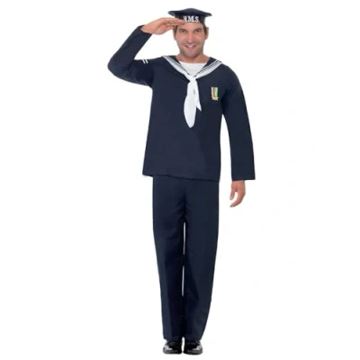 Imagen de Smiffys Marinero de la Marina, azul, incluye sombrero, top y pantalones