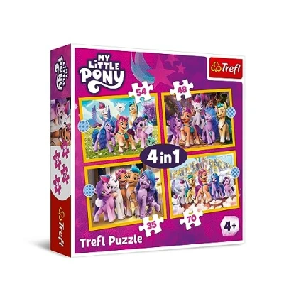 Imagen de Trefl My Little Pony, Conoce a los Ponis Puzle 4en1, 4 Rompecabezas, de 35 70 Piezas Colores con Personajes la Serie Infantil