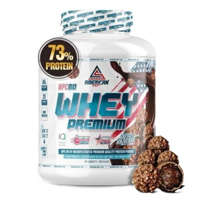 Imagen de AS American Suplement Premium Whey Protein Proteína de Suero Leche Aumentar Masa Muscular Alta Concentración WPC80 Kyowa Quality® (2 kg, Bombón Rocher)