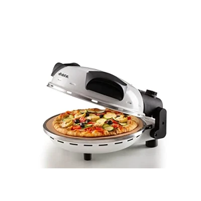 Imagen de Mini horno para pizza en 4 minutos, 1200 W, 5 niveles temperatura, diámetro 33 cm, regulador de tiempo 30 minutos y indicador luminosos encendido/apagado, color White