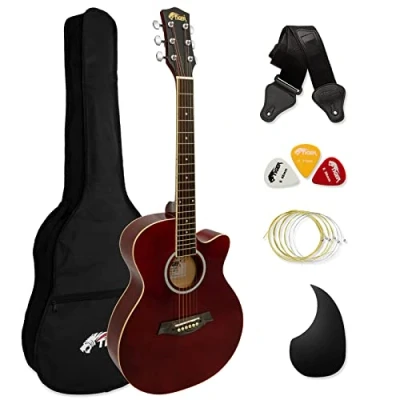 Imagen de Tiger ACG1 RD Guitarra acústica de cuerpo pequeño con cuerdas acero para principiantes Rojo