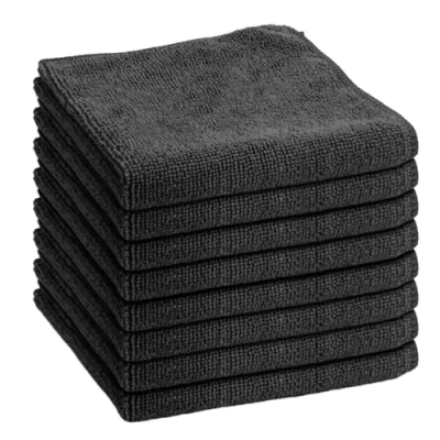 Imagen de Wisebom Paño de Limpieza Microfibra, 8 Unidades paños Microfibra Uso General, sin Rayas, tamaño 30 x cm (Negro)
