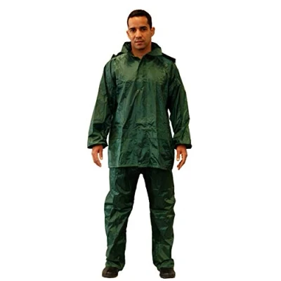 Imagen de Gahibre Traje de Agua Completo Chubasquero Plegable y Ligero Impermeable Trabajo Pantalón Chaqueta Color Verde, Talla M