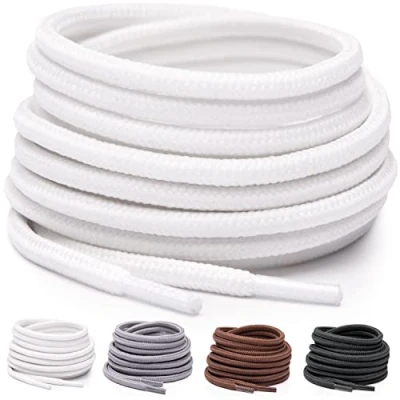 Imagen de Miscly Cordones Redondos [3 Pares] Para Zapatos, Zapatillas de Deporte y Botas Diámetro 4 mm (137 cm, Blanco)