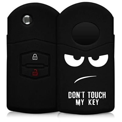 Imagen de kwmobile Carcasa Compatible con Llavero de Mazda Llave Coche 2 Botones Funda para Mando Silicona Blanco/Negro