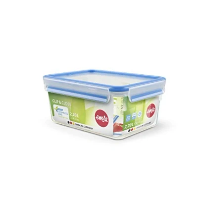 Imagen de Emsa Clip &amp; Close Conservador Hermético de Plástico Rectangular, Transparente y Azul