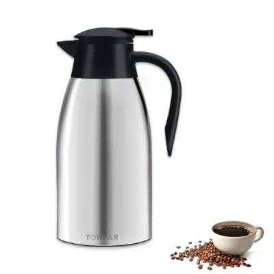 Imagen de Jarras térmicas de café 2 litros, jarra al vacío acero inoxidable doble pared aislada vacío, émbolo café, aislamiento jugo/leche/té