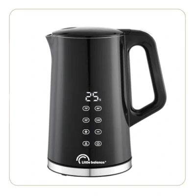 Imagen de LITTLE BALANCE 8767 Black Digital, Hervidor eléctrico, 1,7 L, temperatura ajustable 40 100C, paredes frías, mantenimiento caliente, 2200 W, negro