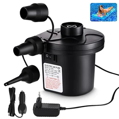 Imagen de Birshe Bomba De Aire Eléctrica Portátil con 3 Boquillas, 2 en 1, Inflador y Desinflador para Colchón Inflable Sofá Piscinas Juguetes Hinchable, 240V AC/12V DC