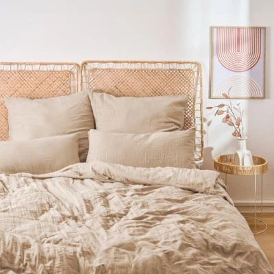 Imagen de Blumtal Ropa de Cama Muselina 155x220 cm certificada Oeko Tex Funda nórdica + Almohada 80x80 algodón Topo