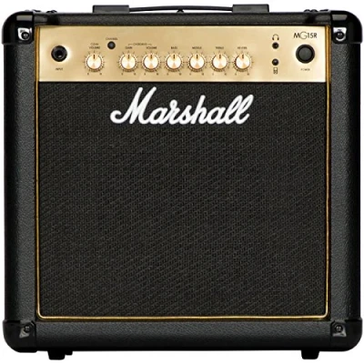 Imagen de Marshall MG15GR Amplificador combinado de guitarra con reverberación, práctica adecuado para eléctrica, Negro y dorado, With Reverb, 15W