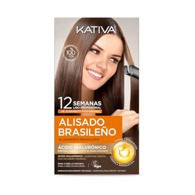 Imagen de Kativa Pack Ahorro Kit Alisado Brasileño com Champú Post Tratamiento Profesional En Casa Hasta 12 Semanas de Duración Keratina