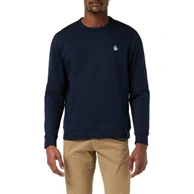 Imagen de Original Penguin L/S Sticker Pete Fleece Crew Sudadera, Zafiro Oscuro, L para Hombre