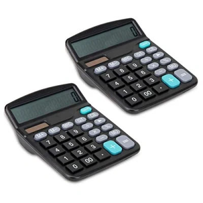 Imagen de JZK 2 x calculadora electrónica de sobremesa con energía Solar y batería Funcionamiento botón Grande 12 dígitos Pantalla LCD Simple para casa Oficina Colegio