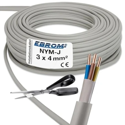 Imagen de EBROM NYM J 3 x 4 mm² Cable de instalación Gris Selección en incrementos 1 metro Se vende por metros exactamente Su selección: mm2, longitud: 15