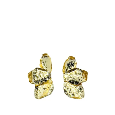 Imagen de Pendientes grandes dorados diseño media flor para mujer