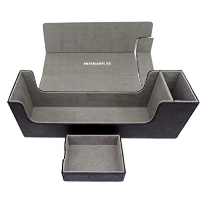 Imagen de docsmagic.de Premium Magnetic Tray Long Box Black Medium Card Deck Storage Caja Juegos Des Cartas Negra