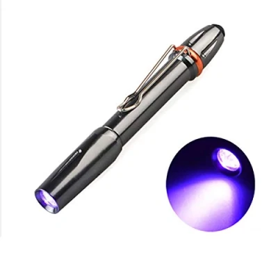 Imagen de POCKETMAN Mini Linterna UV led 395nm Luz de Detección con Clip Iluminado Para detectar fluorescencia, manchas en alfombras, orina mascotas (1 Pack)