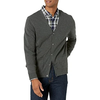 Imagen de Amazon Essentials Jersey Cárdigan de Algodón Hombre, Carbón Mezcla, L