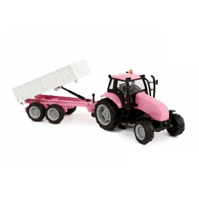 Imagen de Van Manen Kids Globe Traffic Tractor with Trailer Die Cast (with Light and Sound, Pink) 510241