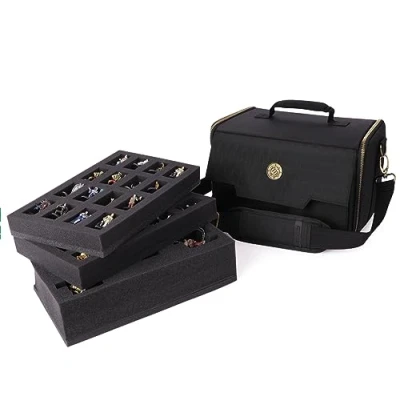 Imagen de ENHANCE Cartera para Figuras en Miniatura Estuche Compacto de Almacenamiento y Transporte miniaturas DND con Correa el Hombro, 3 bandejas Espuma Se Adapta a estándar