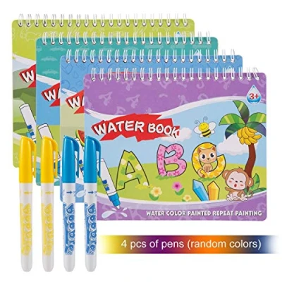 Imagen de Kesote 4 Libros Agua Dibujo Pintura Libro Mágico de Colorear para Niños con Plumas Doodle