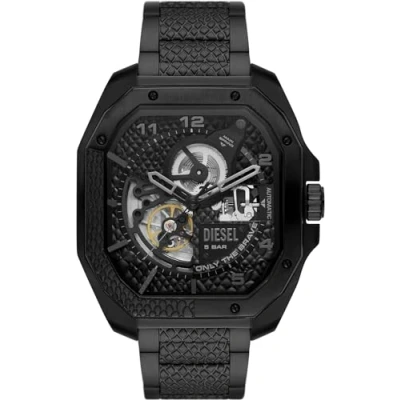 Imagen de Diesel Reloj para hombre Flayed, movimiento de tres manecillas, 47 mm Negro Caja acero inoxidable con correa inoxidable, DZ7472