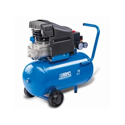 Imagen de ABAC Pole Position L20 Compresor de Aire, 24 Litros Manómetro Doble, Presión Max. 10 Bar, Inyección Aceite, Ruedas Transporte, Potencia 2 HP Azul Claro