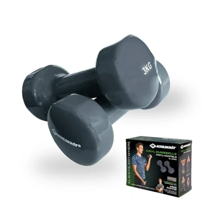 Imagen de Schildkröt Set de 2 Mancuernas Vinilo Fitness 3,0 kg, Gris, 960207