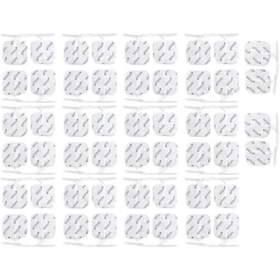Imagen de 52 electrodos axion Parches de recambio 4x4 cm para electroestimulador TENS y/o EMS reutilizables y autoadhesivos con conector pin 2 mm