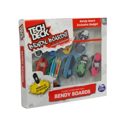 Imagen de TECH DECK Bendy Boards Juego de 5 patinetas goma con ruedas trabajo para usar como mini borradores coleccionables patineta
