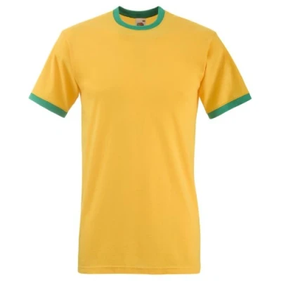 Imagen de Fruit of the Loom Camiseta de Manga Corta con Bordes Hombres (Pequeña (S)/Amarillo/Verde Kelly)
