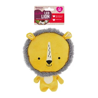 Imagen de Rosewood Leo Lion Juguete Interactivo de Peluche para Perros con chirriador Gigante y Cuerpo Arrugado, Color Amarillo
