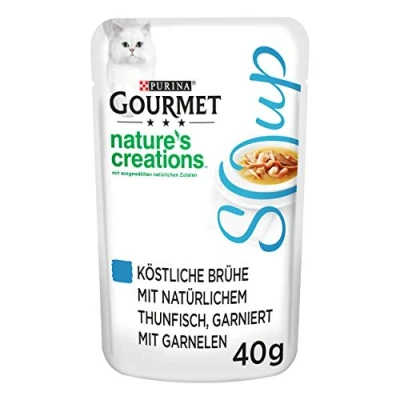 Imagen de PURINA GOURMET Crystal Soup para Gatos con atún Natural y camarones, 32 Unidades (32 x 40 g)