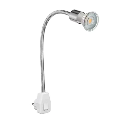 Imagen de ledscom.de Portalámpara LESCH lámpara de lectura cuello cisne, cromo/blanco, incl. LED GU10 (blanco cálido, 7,6W, 1103lm c/u, 33)