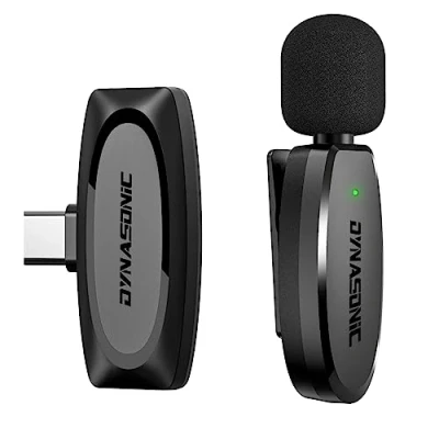 Imagen de DYNASONIC DM Pro 02 (2ª Generación) Microfono Inalambrico Profesional Android Tipo C. Micrófono de Solapa Lavalier para Movil (2,4GHz) Facebook Tiktok Video Vlog Youtube.