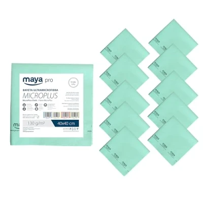 Imagen de Maya Bayeta Microplus. Especial para Vajillas y Cristales. No Deja Marcas. Muy Absorbente de Secado Rápido. 100% Microfibra. Pack 10 Unidades (Verde)