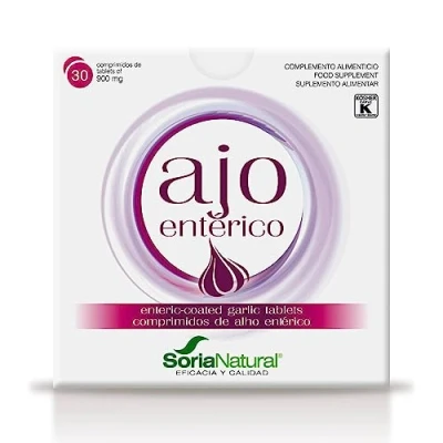 Imagen de Soria Natural Ajo Entérico Mejora la Circulación, Salud Cardiovascular, Fortalece el Sistema Inmunológico Suplemento Dietético 30 Comprimidos