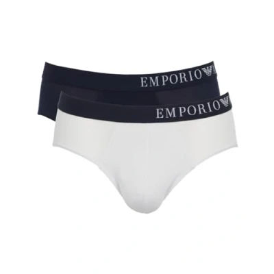 Imagen de Emporio Armani Underwear Men&#039;s 2 pack Soft Touch Bamboo Viscose Brief, Calzoncillos Boxer Hombre, Marine/White