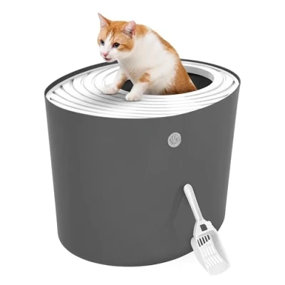 Imagen de Iris Ohyama Arenero Gato Cubierto con Pala, hasta 7kg, Gris, Caixa de areia para Gatos, Caja, Gatos Grandes y pequeños, Cerrado, Cagadero, WC, Libre BPA, Cat Litter Box, PUNT 530