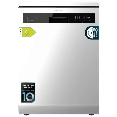 Imagen de Cecotec Lavavajillas 60cm Independiente Bolero Aguazero 6500 Inox C. 15 Cubiertos, 3ª Bandeja, 6 Programas con Dual Zone Wash, Dry+, Auto Open, Media Carga, Comienzo Diferido, Motor Inverter Plus