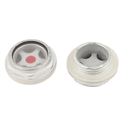 Imagen de sourcing map Aceite Líquido Nivel Indicador Visor Vidrio 24mm Macho Roscado Aluminio Aleación Aire Compresor Accesorios con Junta Tórica 2Pcs
