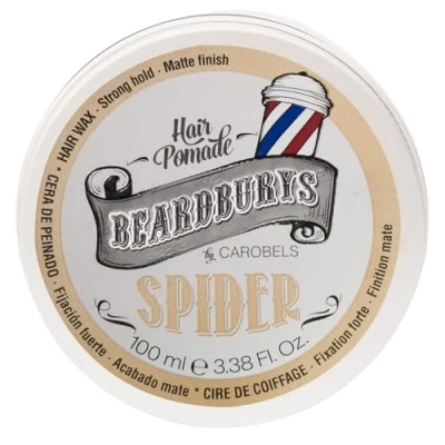 Imagen de Beardburys Hair Wax Spider para Hombre con Textura Fibrosa, Cera Elástica de Fijación Media Fijar Cualquier Peinado Durante más Tiempo y Añadir Textura, 100 ml